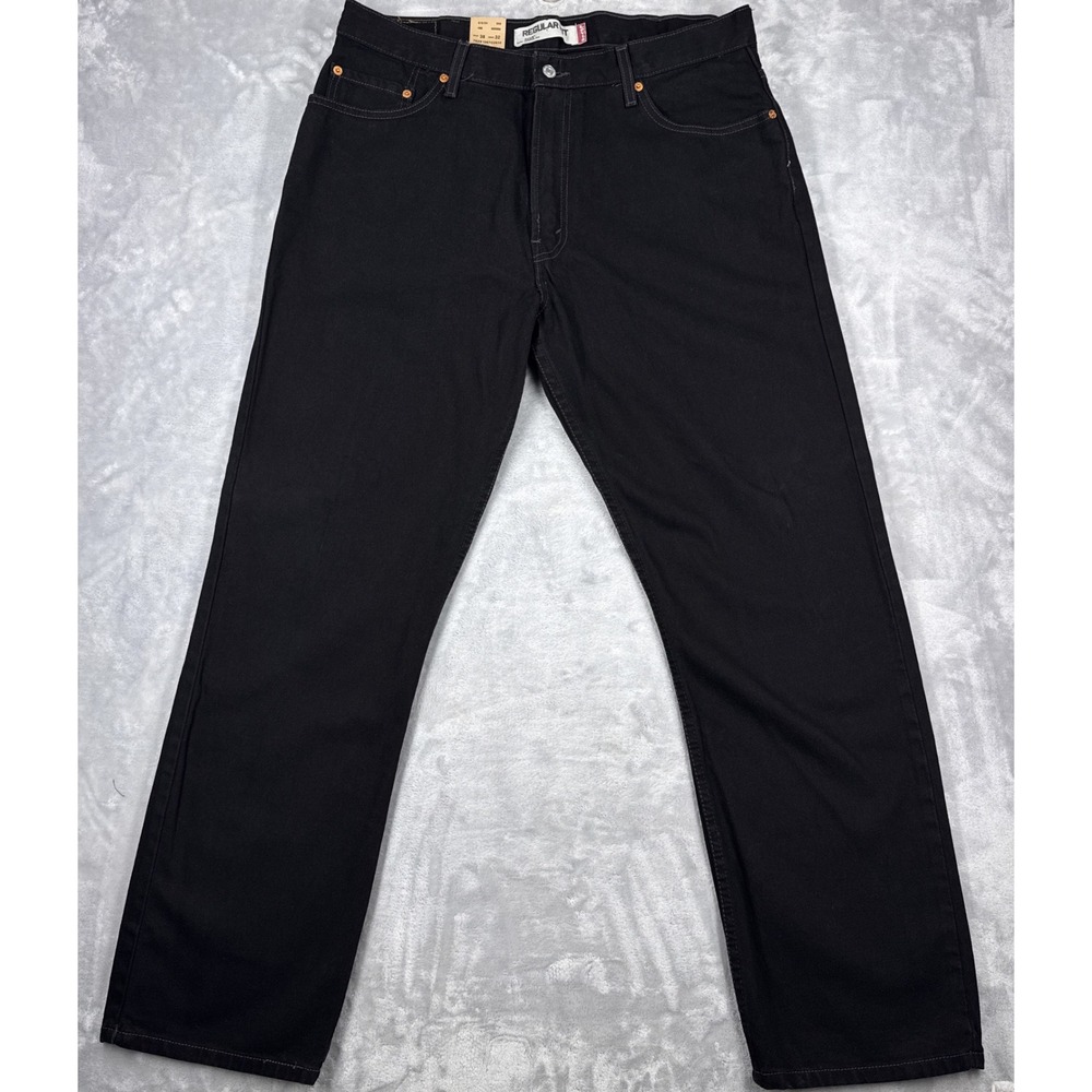 Vtg LEVIS 505 Regular Fit Jeans Mens 38x32 Black Straight Leg NWT Y2K Deadstock